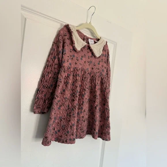 ZARA Mauve Cottage Core Long Sleeve Floral Dress Shirt 5-6 years - Picture 4 of 5
